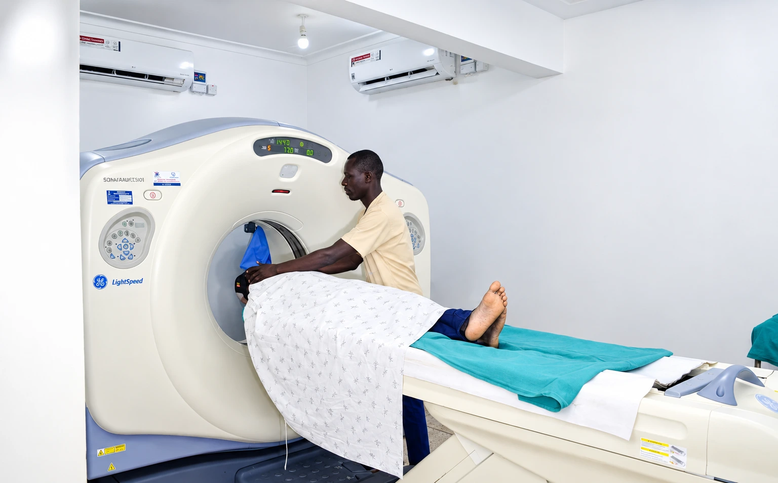 CT scan imaging at St. John XXIII Hospital Aber in Oyam, Uganda